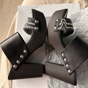 Charles David-Made in Italy Women’s Black Platform Heel Sandals